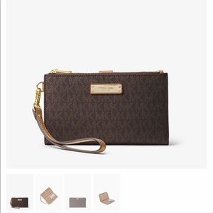 Michael Kors Adele Logo Smartphone Wristlet Brown